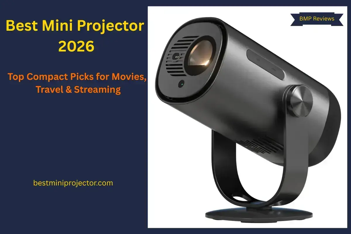 A compact mini projector setup for dim-room movies, travel, dorm rooms, and casual streaming in 2026.